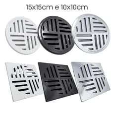 Ralo Grelha Anti-inseto Automático Inteligente Quadrado e Redondo 15cm e 10cm Banheiro Lavatório ABS