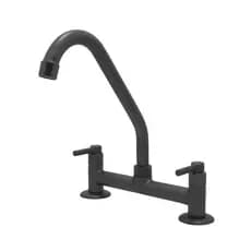 Torneira Cozinha Misturador Mesa Bancada Bica Móvel Preto Fosco 1/4 de Volta Metal Luxo
