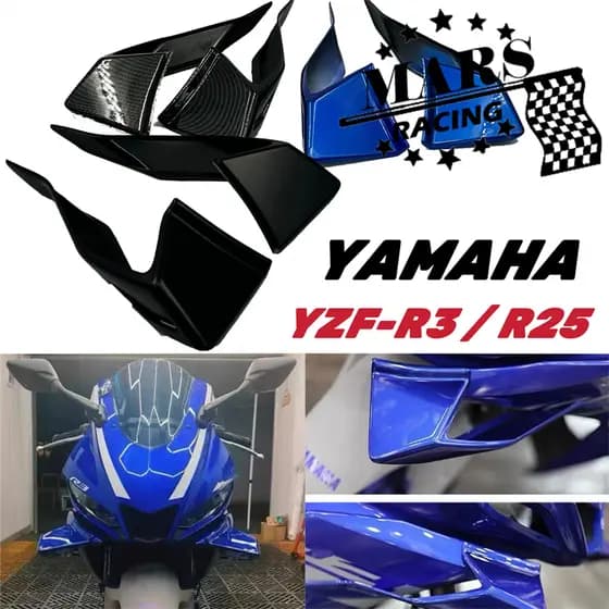 Acessórios da motocicleta Sport Front Spoiler Winglet Aerodynamic Wing Kit Spoiler Wind Wing Downforce Nu Forntal Spoilers Para YAMAHA YZF-R3 V2 R25 R3 R25 2019-2023 2024