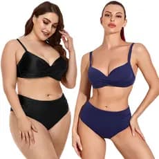 Biquíni Plus Size 46-54 com Bojo e Aro Calcinha Hot Pants Modeladora Disfarça Barriga Praia Piscina