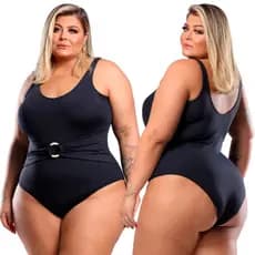 Maiô Feminino Plus Size com Argola Modelador Disfarça Barriga Moda Praia 52 54 56 58 Cores Variadas