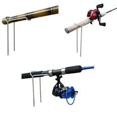 Kit 3 Suportes Vara de Pesca Chão Fixo 30cm Ferro Carbono Galvanizado