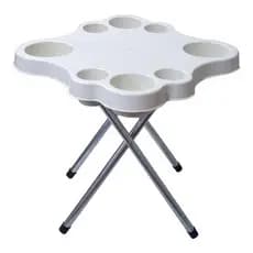 Mesa Petisqueira com Pés de Alumínio para Praia com 8 Compartimentos para Bebidas