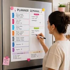Imã Planner Organizador Geladeira Magnético Quadro Lousa Grande Lembrete Recado Lista de Compras Notas