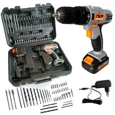 Parafusadeira Furadeira a Bateria 12V FP12X NKF Com Maleta Bateria Brocas e 50 Acessórios FP12X NKF