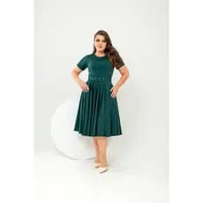 Vestido Midi Godê Verde militar com Cinto