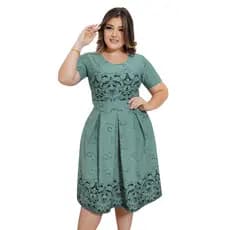 VESTIDO  MIDI ELEGANTE JACQUARD RELEVO MODA EVANGÉLICA