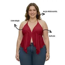 Blusa Cortininha Frente Única - tipo  Bata Babadinho - Costas Nua Tendência - Tamanho GG  C/ Bojo. C012