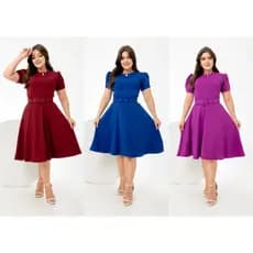 Vestido Godê Pérola  Acompanha Cinto, moda Cristã/Evangélica .Lindas Cores