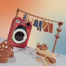 Kit mini lavanderia infantil completo - Maquina de lavar varal e acessorios Brinquedo Acessórios Boneca
