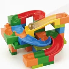 Blocos De Montar Pista Maluca Marble Run 43 Peças + 3 Bolinhas - Brinquedo Educativo Tipo Lego Labirinto Criativo