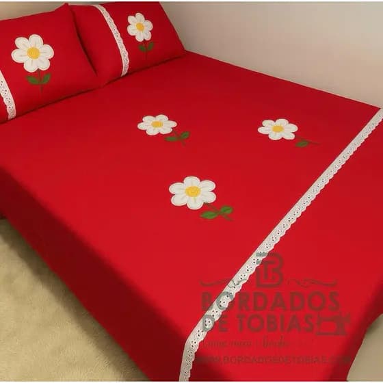 Jogo de Cama Bordado Casal