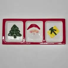 Travessa Natalina com 3 Divisórias – Cerâmica Decorada