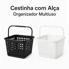 Cestinha Plástica Quadrada com Alça – Organizador Multiuso