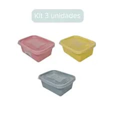 Kit com 3 Potes Plásticos 420ml com Tampa – Coloridos e Práticos!