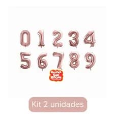 Kit com 2 Balões Número Metalizado Rose Gold 40 cm