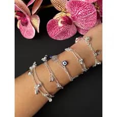 Kit 6 Pulseiras Banhada à Prata 925 - Feminina Sortidos