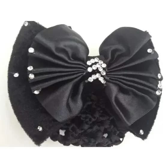 Presilha para cabelo cobertura de rede de cabelo ssocial presilha com strass trabalho grampo Laço Preto Com Rede De Coque Presilha para cabelo cobertura de rede de cabelo