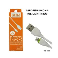 Cabo 1 metro iPhone Lightning USB Kaidi Cabo achatado 1000mm | 100cm Kaidi Entrada Lightning iPhone