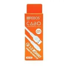Cabo de Carregamento 1 Metro Hrebos Type-C Turbo 3.0 HS-191 Carregador para iPhone 15, 16, 17 e 18, Samsung,Motorola USB