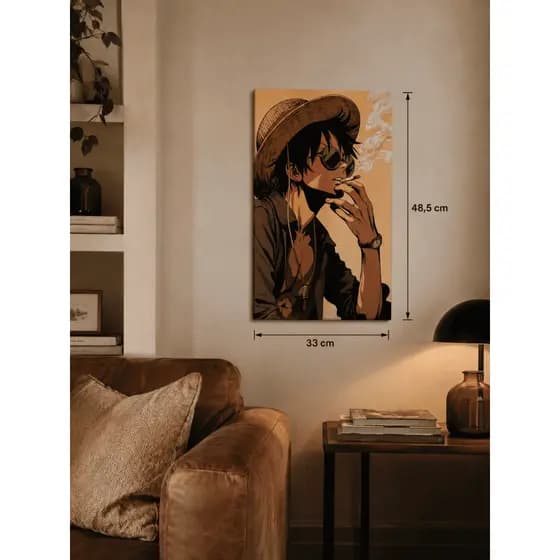Quadro Luffy Fumando em Acrílico 3mm com Impressão UV Colorida Decorativo Anime