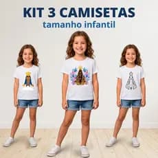 Kit 3 camisetas Infantil Unissex do 2 ao 16