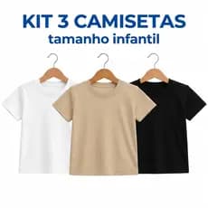 Kit 3 Camisetas Infantis Unissex Manga Curta Tamanhos 2 ao 16 Conforto e Qualidade