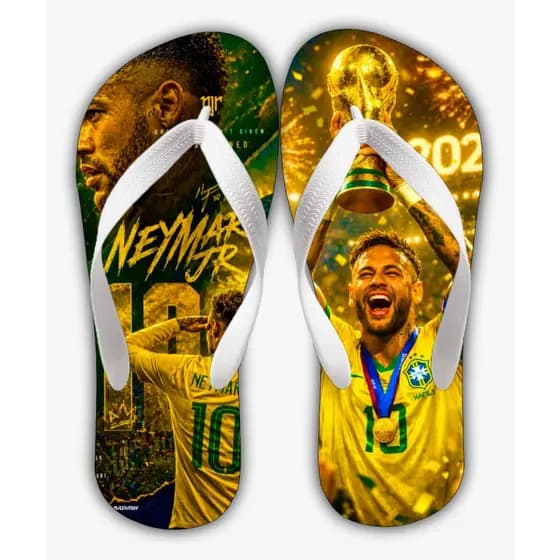 Chinelo do Neymar Taça do Mundo adulto e infantil confortável e estampado Macio ao caminhar