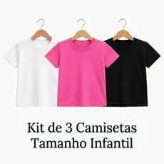 Kit 3 Camisetas Básicas Infantil Unissex do 2 ao 16 Promoção