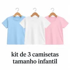 Kit 3 camisetas infantil de criança lisas basicas em promoção