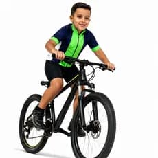 Camiseta Ciclismo Infantil Bike MTB Dry Fit UV30 Zíper Frontal Bolsos