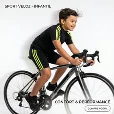Camisa Infantil Ciclismo Bike MTB Dry Fit UV30+ Zíper 3 Bolsos