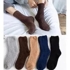 Kit 3 pares Meião De Lã Grosso Forrado Pelinho Super Quente Coral Femininos Meias De Chão De Outono E Inverno
