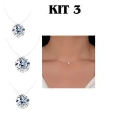 kit 3 Colares Ponto de Luz Gargantilha Pingo de Luz Bijuteria cor Cristal