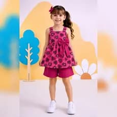 Conjunto Infantil Feminino Menina Verão Blusinha com Short, batinha com shortinho laço, look infantil roupa de menina