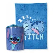 Cobertor Manta Com Balde 5l Pipoca Stitch Disney Infantil Distrikids