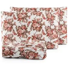 Kit Cama Casal Tres Pecas Percal 180 Fios Algodão Estampado Elástico Enxovais