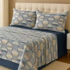 Jogo Lençóis Cama Casal 4 Peças Algodão Estampado Enxovais Empatia Durável Resistente