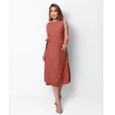 Vestido Casual Midi Laço Elegante Alta Tendencia Blogueira QUEIMA ESTOQUE