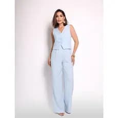 Conjunto Feminino Colete + Calça Social Alfaitaria Blogueira Alta Costura QUEIMA DE ESTOQUE