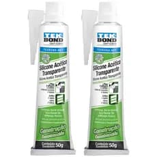 Kit 2 Silicone Acético Transparente Vedação Sela Pia Box Banheiro Porta Janela Bisnaga 50g Tekbond