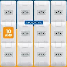 Kit 12 Unidades Tomada 4X2 10A 250v Branca Simples Placa Eletrica Aria - Tramontina
