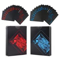 Baralho Preto Plástico Prova D'agua Black Poker Impermeável Dollar Mágica Truco Canastra 54 Cartas
