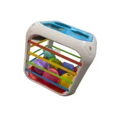 Cubo Dado didático Branco com Elásticos Coloridos Infantil Educativo Com Diversos Encaixe