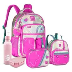 Kit Mochila Estojo Lancheira Rebecca Bonbon RB Coleção 2026 College Feminina Squeeze Marmita Fofa