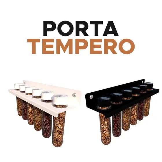Porta Tempero de Parede Suspenso Acrílico Cozinha 6 Recipientes - Promoção