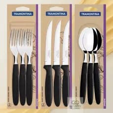 Kit Jogo de Garfos, Facas e Colheres de Mesa e Sobremesa  Preto Com 12 Unidades - Tramontina