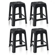 Kit Banqueta Plastica Preto Banco Banquinho Cadeira Jardim Praia Apoio 70kg Lanchonete Bar Grande Resistente Conjunto
