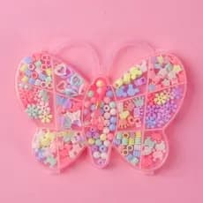Kit Miçanga Infantil Para Pulseira Colar e Brincos Maleta Miçangas + Silicone Presente