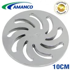 Grelha Para Ralo 10x10 Redonda  Dn100mm Vortice Amanco 4" PVC ABS Cromado